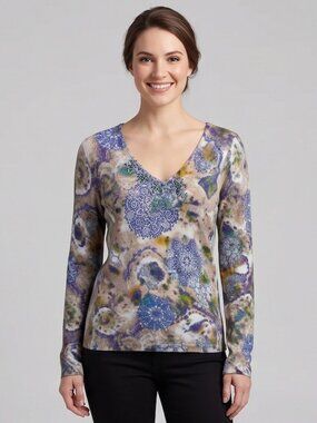 Faust Beaded V-Neck Sweater